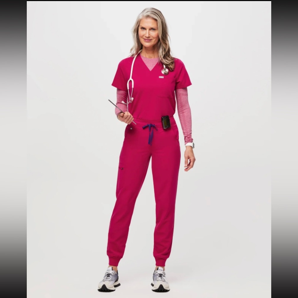 Figs Catarina and High Waisted Zamora Set - Ultra Rose - Size XS Regular